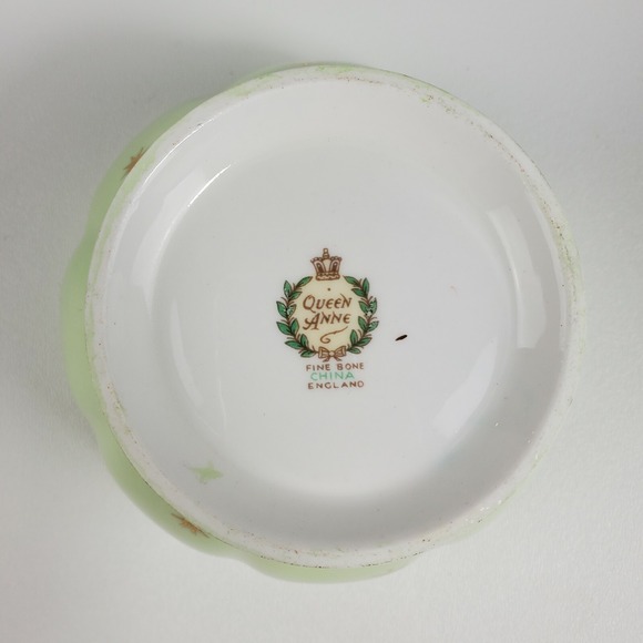 Vtg  Queen Anne Pole Starburst  MCM Midcentury Footed Sugar Creamer Green Gold - Picture 12 of 12